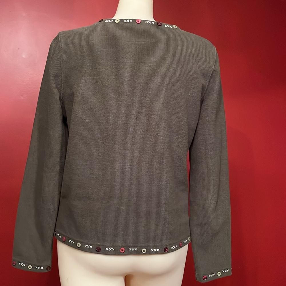 EUC Christopher & Banks olive green for zip cardigan - Picture 7 of 14